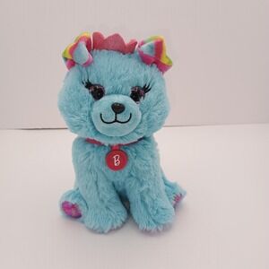 8" 2020 Mattel JUST PLAY Barbie BLUE Pink Stripes Crown PLUSH Kitty Cat B1